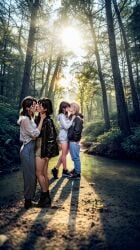 4girls ai_generated french_kiss lesbian_kiss outdoor_sex seaart.ai standing tongue_kiss