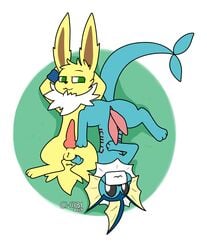 2017 animal_genitalia animal_penis c1-11131 canine chibi_(c1-11131) diphallia diphallism duo eeveelution erection feral fur hemipenes hi_res jetta_the_jolteon jolteon male mammal multi_penis nintendo nude penis pokémon_(species) pokemon presenting simple_background spread_legs spreading vaporeon video_games yaoi