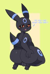 anthro ass balls big_butt eeveelution generation_2_pokemon genitals girly hi_res male nintendo penis pokemon pokemon_(species) samirachuni shiny_pokemon umbreon