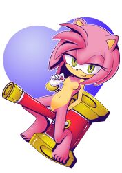 amy_rose bracelet breasts feet furry gloves hammer nude nude_female pinching_nipples pix-n-tix pussy sega small_breasts smile sonic_(series)