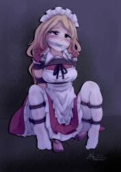 bondage cue_(lindwrum) gagged gagged_female maid maid_apron maid_dress maid_headdress maid_outfit maid_uniform tagme touhou touhou_(pc-98) twitching vibrator vibrator_in_pussy vibrator_under_clothes yumeko_(touhou)