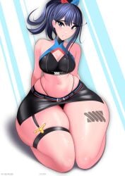 1girls black_hair blue_eyes bottom_heavy breasts female light-skinned_female light_skin long_hair medium_breasts ssss.gridman takarada_rikka thethighmessiah thick_thighs wide_hips