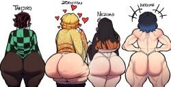 1girls 3boys ass ass_comparison ass_size_chart back_view big_ass blackwhiplash bubble_butt bwl cellulite chart demon_slayer dumptruck_ass fat_ass_femboy female femboy huge_ass huge_butt inosuke_hashibira kamado_nezuko kamado_tanjirou kimetsu_no_yaiba large_ass male multiple_boys muscular muscular_male nezuko_kamado rear_view shortstack_femboy tanjiro_kamado thick_femboy thick_thighs white_background wide_hips zenitsu_agatsuma