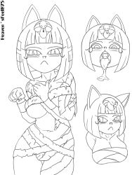 animal_crossing animal_crossing_new_horizons ankha ankha_(animal_crossing) baggy_eyes bandage fanart furry sketch solo_female