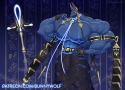 2d 2d_(artwork) abs anthro anubian_jackal biceps big_biceps big_bulge big_muscles big_nipples big_pecs bulge dislyte drew_(dislyte) egyptian_mythology handsome_man huge_biceps huge_muscles huge_pecs hyper hyper_muscles jackal male male_focus muscles nipples pecs tight_clothing video_game_character video_games wolfiecanem