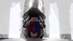 aheagao alear_(fire_emblem) alear_(fire_emblem)_(female) amateurthrowaway ass bed bedroom doggy_style femboy femboy_on_female fire_emblem fire_emblem_engage from_behind_position has_audio implied_penetration multicolored_hair rosado_(fire_emblem) tagme video