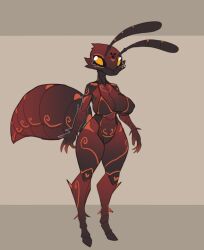 1girls abdomen ai_assisted antennae_(anatomy) areolae artlegionary bikini breasts edit edited female insects large_areolae large_breasts orange_eyes original_character simple_background thick_thighs third-party_edit wide_hips