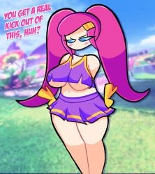 1girls alien alien_girl big_breasts blue_eyes blush breasts cheerleader cheerleader_outfit cheerleader_uniform female female_only girl kirby_(series) kirby_air_riders long_hair pink_hair ponytails secretary skirt susanna_patrya_haltmann susie_(kirby) thick_thighs thighs tight_clothing twintails veevers