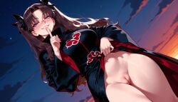 1girls ai_generated akatsuki_(naruto) alternate_breast_size balecxi bangs black_dress black_hair black_ribbon blue_eyes blush breasts brown_hair bunny_ears bunnysuit cleft_of_venus clothes_lift clothes_pull clothing cloud curvaceous curvaceous_female curvaceous_figure curvy curvy_figure dress dress_lift dusk dutch_angle fate/stay_night fate_(series) female female_focus female_only finger_to_mouth flashing gradient_sky grin hair_ornament hair_ribbon half-closed_eyes index_finger_raised inviting inviting_to_sex large_breasts lifted_by_self lips long_hair long_sleeves looking_at_viewer naughty_face navel night night_sky no_panties nopan orange_sky outdoors parted_bangs presenting presenting_ass presenting_breasts presenting_hindquarters presenting_pussy presenting_self pussy ribbon seductive seductive_look seductive_smile shushing skirt_lift skirt_pull sky smile solo standing star_(sky) starry_sky stomach sunset teeth thighs tohsaka_rin twintails two_side_up uncensored vagina voluptuous voluptuous_female wide_sleeves