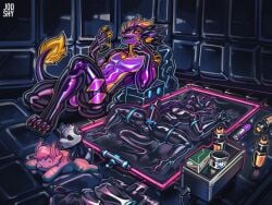 2026 absurd_res ambiguous_gender anthro azin balls_outline bear black_body black_latex black_sclera bottle bound bulge chibi container detailed_bulge digital_media_(artwork) draco_(dracostallion) dragon electronics encasement felid feline fully_bound genital_outline genitals giant_panda group hair hi_res holding_object holding_phone jooshy latex latex_body latex_creature lynx male mammal multicolored_body mythological_creature mythological_scalie mythology novabeast penis phone pink_body pink_hair purple_latex scalie tail tail_tuft tuft vacuum_bed white_body wingless_dragon yellow_eyes yellow_latex