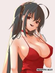 1girls 2d 2d_(artwork) 2d_artwork absurdly_long_hair ahoge big_breasts black-haired_female black_hair breasts busty busty_female busty_girl character_request cleavage clothes collarbone copyright_request digital digital_art digital_drawing digital_drawing_(artwork) digital_media digital_media_(artwork) dress elbows female female_focus female_only fingers hair_between_eyes hair_ornament hair_ornaments large_boobs large_breasts lean_figure long_hair looking_at_viewer narrow_waist nipple_bulge open_mouth open_mouth_smile outfit parted_lips red-eyed_female red_clothes red_dress red_eyes red_outfit red_topwear shoulders simple_background skeptycally slender_body slender_waist slim_waist smile smiley_face smiling smiling_at_viewer solo standing tongue topwear upper_body upper_teeth very_long_hair very_long_hair_female white_background