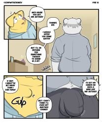 absurd_res age_difference anthro balls bear belly big_balls big_bulge big_dom_small_sub big_penis bulge canid canine canis clothing comic crunchychip daddy_kink dialogue dirty_talk domestic_dog dominant dominant_anthro dominant_male duo facial_piercing fur genitals gulp_(sound_effect) hi_res male male/male mammal mature_anthro mature_male mr_arthur_(crunchychip) nose_piercing nose_ring older_male onomatopoeia overweight overweight_anthro overweight_male penis piercing polar_bear ring_piercing shiba_inu size_difference sound_effects speech_bubble spitz student swallowing teacher teacher_and_student text tuft ursine white_body white_fur yellow_body yellow_fur zach_(crunchychip)