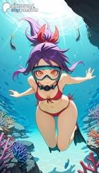 1girls 2026 ai_assisted ai_generated air_bubble anime artist_name bikini bleach bubble caustics coral diving diving_mask explicit fish flippers freediving hi_res high_quality high_resolution highres holding_breath navel patreon patreon_username purple_hair red_bikini senna_(bleach) shark side-tie_bikini skypassion stable_diffusion submerged swimming swimsuit underwater water watermark