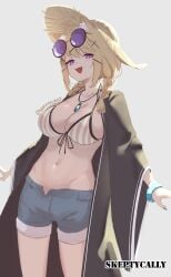 1girls 2d 2d_(artwork) 2d_artwork adult adult_female beach_hat belly belly_button big_breasts bikini bikini_top blonde-haired_female blonde_female blonde_hair blonde_hair_female blue_fingernails blue_nail_polish blue_nails breasts busty busty_female busty_girl cleavage collarbone digital digital_art digital_drawing digital_drawing_(artwork) digital_media digital_media_(artwork) eyebrows_visible_through_hair female female_focus female_only fingernails fingers groin hair_between_eyes hair_clip hair_clips hairclip hairclips halterneck head_tilt high_resolution highres hourglass_figure jean_shorts large_boobs large_breasts lean_figure long_hair looking_at_viewer mature mature_female midriff nail_polish nails narrow_waist navel oc open_mouth open_mouth_smile original original_art original_artwork original_character parted_lips purple-eyed_female purple_eyes round_glasses shoulders simple_background skeptycally slender_body slender_waist slim_waist smile smiley_face smiling smiling_at_viewer solo standing string_bikini sunglasses sunglasses_on_forehead sunglasses_on_head swimsuit swimwear thigh_gap thighs tilted_head tongue upper_body white_background wide_hips