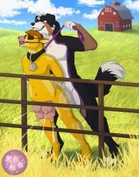 anal anal_impregnation anal_sex anthro ball_gag balls bell bell_collar bernese_mountain_dog blindfold bodily_fluids bondage bound bovid bovine canid canine canis caraluca cattle closed_eyes collar cum cum_from_ass cum_in_ass cum_inside cumshot digital_media_(artwork) domestic_dog duo ejaculation erection fangs farm feet fingers from_behind_position fur gag gagged genital_fluids genitals hair hands_behind_back hi_res holding_leash holding_object impregnation lactating leash leash_pull male male/male male_impregnating_male male_impregnation male_penetrated male_penetrating male_penetrating_male mammal milk molosser mountain_dog navel nude orgasm orgasm_face outdoor_nudity outside outside_sex ovum penetration penile penile_penetration penis projectile_lactation sex smile sperm_cell swiss_mountain_dog tail teats teeth toes tongue tongue_out