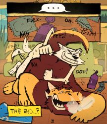 2025 anal anal_sex anthro ass_up beard bodily_fluids canid clenched_teeth closed_eyes cloud comic condom_wrapper devi1s_dozen dragon duo ear_piercing english_text facial_hair furniture hi_res horn larger_penetrated looking_pleasured lube lying male male/male mammal missing_ear mythological_creature mythological_scalie mythology note_raygun nude on_front open_mouth penetration penile penile_penetration penis_in_ass piercing plant plant_pot potted_plant scalie signature size_difference smoke smoke_from_nose sofa sweat tail tail_motion tailwag teeth text tongue tongue_out