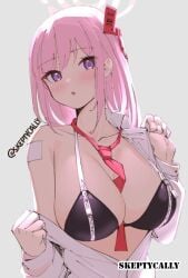 1girls :o big_breasts blue_archive busty busty_female busty_girl eimi_(blue_archive) exposing exposing_breasts exposing_chest exposing_self eyebrows_visible_through_hair female head_tilt large_boobs large_breasts naked_shirt open_clothes open_clothing open_mouth open_shirt open_topwear parted_lips pink-haired_female pink_hair pink_hair_female presenting_breasts purple-eyed_female purple_eyes shirt showing_breasts showing_chest skeptycally tilted_head tongue unbuttoned unbuttoned_shirt white_shirt white_topwear