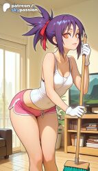 1girls 2026 ai_assisted ai_generated anime artist_name bleach book breasts bust cleavage explicit gloves hair_ribbon hi_res high_quality high_resolution highres patreon patreon_username purple_hair ribbon senna_(bleach) skypassion solo stable_diffusion watermark white_gloves