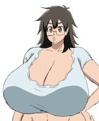 1girls 2d 2d_(artwork) 2d_artwork alternate_breast_size big_breasts breasts breasts_bigger_than_head brown_eyes brown_eyes_female brown_hair brown_hair_female digital_drawing_(artwork) digital_media_(artwork) enormous_breasts freckles freckles_on_breasts freckles_on_face glasses human human_only kissable_lips large_breasts mary_aki momiji_(artist) puckered_lips solo solo_female solo_focus tougen_anki upper_body upper_body_focus white_background
