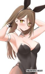 1girls 2d 2d_(artwork) 2d_artwork arm_behind_head armpit armpit_crease armpit_peek armpits big_breasts black_bunny_ears black_bunnysuit black_hairband black_leotard black_topwear breasts brown-eyed_female brown-haired_female brown_eyes brown_hair brown_legwear brown_pantyhose brown_stockings brown_tights bunny_ears bunnygirl bunnygirl_outfit bunnysuit busty busty_female busty_girl cleavage collar collarbone digital digital_art digital_drawing digital_drawing_(artwork) digital_media digital_media_(artwork) elbows female female_focus female_only fingers hair_between_eyes hairless_armpits hand_behind_head head_tilt large_boobs large_breasts lean_figure legwear leotard long_hair looking_at_viewer narrow_waist oc original original_art original_artwork original_character pantyhose parted_bangs posing posing_for_the_viewer presenting_armpit shaved_armpits shoulders simple_background skeptycally slender_body slender_waist slim_waist solo standing tights tilted_head topwear upper_body white_background white_collar white_wrist_cuffs wrist_cuffs