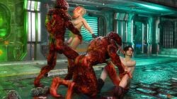 3d 3dzen ass balls big_penis blonde_hair breasts brown_hair capcom claws erection eyeless fangs female female_human female_human/male_monster genitals gloves group hair human humanoid imminent_sex interspecies licker licker_(resident_evil) light-skinned_female male male/female male_monster monster muscular muscular_male nipples open_mouth penis red_body resident_evil straight tongue tongue_out vein veiny_penis