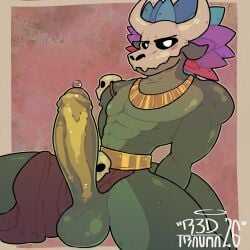 2026 abs absurd_res anthro balls biceps bodily_fluids bone bone_mask bottomwear bottomwear_aside clothed clothing clothing_aside erection feathers foreskin genital_fluids genitals glans hi_res lihzahrd lizard loincloth loincloth_aside looking_at_viewer male mask muscular muscular_male neckwear partially_clothed pecs penis precum presenting presenting_penis redtrauma reptile scalie sitting skull skull_mask solo sweat sweatdrop tail terraria witch_doctor_(terraria)