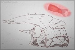 animated avian beak bleak_(raveger) bodily_fluids cervical_contact close-up doggy_style duo feathers female feral feral_on_feral frame_by_frame from_behind_position genital_fluids gryphon hi_res internal loop male male/female mythological_avian mythological_creature mythology sex shadarrius vaginal_penetration wings