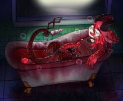 absurd_res andromorph anthro bath_mat bathroom bathtub big_ears black_body black_fur blood blood_bath blood_from_wound blood_on_knife blood_play blood_stain blue_tile bodily_fluids breath brick_wall candy_demon curved_horn cutting demon dildo dildo_insertion drooling fangs fur gore grey_body grey_fur grey_tuft hair heart_shaped_pupils hi_res hooves horn infinity_symbol intersex justiceposting knife knife_play masturbation multicolored_body open_mouth panting penetration red_body red_fur red_hair saliva self-harm sex_toy sex_toy_in_vagina sex_toy_insertion shaking shivering solo spikes spikes_(anatomy) steam_clouds symbol tail teeth trembling tuft vaginal_penetration wall_(structure) white_body white_fur window wounded