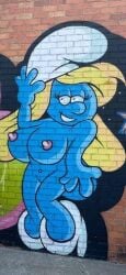 female graffiti_on_wall smurfette smurfs solo_female