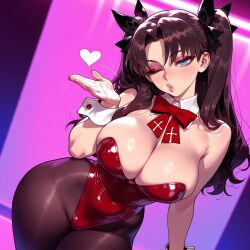 1girls ai_generated alternate_breast_size balecxi bare_shoulders black_hair black_legwear black_pantyhose black_ribbon blowing_kiss blue_eyes blush bow bowtie breasts brown_hair brown_pantyhose bunny_ears bunnysuit cleavage clothing curvaceous curvaceous_female curvaceous_figure curvy curvy_figure detached_collar fate/stay_night fate_(series) female female_focus hair_ornament hair_ribbon hand_up highleg highleg_leotard inviting inviting_to_sex large_breasts legwear leotard long_hair looking_at_viewer one_eye_closed pantyhose parted_bangs playboy_bunny presenting presenting_breasts presenting_self puckered_lips red_bow red_bowtie red_leotard ribbon seductive seductive_look seductive_smile solo strapless strapless_leotard thick_thighs thighs tohsaka_rin twintails two_side_up uncensored voluptuous voluptuous_female white_wrist_cuffs wide_hips wrist_cuffs