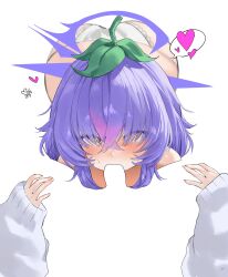 1girl absurdres ass blush censored fellatio hair_over_eyes halo heart heart-shaped_pupils highres indie_virtual_youtuber leaf leaf_on_head long_sleeves looking_at_viewer multicolored_hair oral panties plant_on_head purple_hair purple_halo sachiihappy sidelocks streaked_hair symbol-shaped_pupils underwear virtual_youtuber white_panties yellow_eyes yuusachii_(vtuber)
