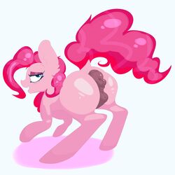 2017 anatomically_correct animal_genitalia animal_pussy anus ass big_butt blush dock equine equine_pussy female feral friendship_is_magic horse looking_at_viewer mammal my_little_pony pinkie_pie_(mlp) pony presenting puffy_anus pussy simple_background solo squishy_kitty_(artist)