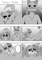 anthro ball_lick balls big_penis black_and_white black_eyes blush bodily_fluids canid canine canis catnap_(poppy_playtime) comic critters_(poppy_playtime) cum cum_in_mouth cum_inside dogday_(poppy_playtime) domestic_cat domestic_dog duo english_text felid feline felis foreskin fur genital_fluids genitals greeting hi_res humanoid_genitalia humanoid_penis japanese_text leaking_precum licking male male/male mammal manga_style mob_entertainment monochrome multicolored_body multicolored_fur murasakine_fox no_humans oral oral_penetration orgasm_face penetration penis poppy_playtime precum pupils sex smiling_critters text tongue tongue_out white_pupils