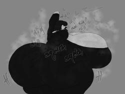 1girls 2025 2d 2d_(artwork) 2d_artwork ass_bigger_than_head ass_focus breasts_bigger_than_head butt_bigger_than_head butt_digging butt_focus chubby chubby_female commission digging_into_butt digging_up_in_they_ass dress estelle_(heavensthroat) female female_focus female_only hand_on_wall heavensthroat huge_ass huge_breasts huge_butt moaning musk musk_clouds onomatopoeia original_character pale_skin roblox roblox_avatar robloxian simple_background solo solo_female solo_focus steam steamy sweat sweaty_breasts text tits_bigger_than_head tongue_out