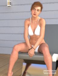 1girls 3d bikini daz_studio female female_only marvel mary_jane_watson mary_jane_watson_(insomniac) solo spider-man_(ps4) spider-man_(series) stjude90 swimsuit white_bikini