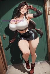 ;p ai_generated alternate_body_type alternate_breast_size arm_up armpits bare_shoulders big_ass big_thighs black_hair black_skirt blush boots bottom_heavy breasts brown_eyes brown_hair child_bearing_hips cleavage collarbone crop_top curvaceous curves curvy curvy_body curvy_figure door doorway earrings elbow_gloves female final_fantasy fingerless_gloves full_body gigantic_ass glossy glossy_body gloves hi_res high_resolution highres hourglass_figure huge_ass huge_breasts indoors jewelry large_thighs leaguewaifus long_hair looking_at_viewer low-tied_long_hair massive_ass midriff miniskirt navel one_eye_closed pencil_skirt red_eyes red_footwear red_gloves shadow shiny_skin shirt skin_gloss skindentation skirt skull_crushing_thighs smile solo square_enix stable_diffusion standing suspender_skirt suspenders tank_top taut_clothes taut_shirt thick_thighs thighs thunder_thighs tifa_lockhart tongue tongue_out v v_over_eye very_long_hair voluptuous white_tank_top wide_hips