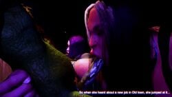 3d animated caption captioned cyberpunk fellatio goblin goblin_male group group_sex likeawolf longer_than_30_seconds short_video shorter_than_one_minute sound sucking sucking_penis tagme video