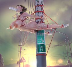 1girls abdomen areolae arms_tied ass big_ass big_breasts body_writing bondage bondage_gear bound breasts chichimaro collar completely_nude completely_nude_female dildo dildo_in_ass dildo_in_mouth dildo_in_pussy dildo_insertion drool female female_only femsub forced_orgasm forced_presentation full_body hairless_pussy hi_res high_quality high_resolution highres horny horny_female huge_breasts nipples no_escape nude nude_female public public_exposure public_nudity pussy rope rope_bondage sex_toy sex_toy_in_ass sex_toy_in_pussy sex_toy_insertion shiny shiny_skin sign solo stationary_restraints stuck stuck_in_object sweat sweatdrop thick_ass thick_thighs thighs