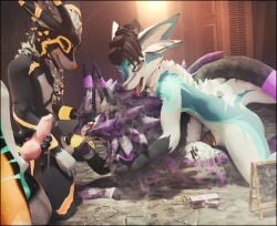 3d_(artwork) absurd_res abuse accessory after_sex ahe_gao anal anal_sex animal_genitalia animal_penis anthro ass balls big_penis blush bodily_fluids body_writing camrige_(character) cock_ring cum cum_in_ass cum_in_mouth cum_inside cum_on_body cum_on_face degradation degradation_kink deuzear digital_media_(artwork) dirty erection fellatio fur fur_markings genital_fluids genitals group hair hi_res humiliation jewelry knot lill_esp lill_espion looking_pleasured male male/male male_penetrated male_penetrating male_penetrating_male mammal markings messy multicolored_body multicolored_fur nardoragon nude open_mouth oral oral_penetration penetration penile penile_penetration penis penis_accessory penis_in_ass penis_jewelry public_use rexouium seductive sex simple_background smelly smile spitroast submissive tail tongue tongue_out trio wharf_(character) white_body white_fur