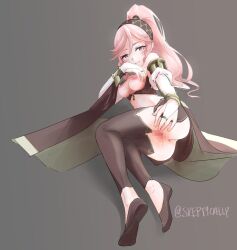 1girls 2d 2d_(artwork) 2d_artwork anus areola areolae ass average_breasts belly black_footwear black_leggings black_legwear black_shoes black_stockings black_thigh_highs black_thighhighs breasts calves collarbone digital digital_art digital_drawing digital_drawing_(artwork) digital_media digital_media_(artwork) female female_focus female_only fire_emblem fire_emblem_heroes footwear full_body grey_background half_naked half_nude high_resolution highres knees lean_figure leggings legs legwear long_hair looking_at_viewer lying lying_down lying_on_floor lying_on_ground lying_on_side medium_breasts midriff naked naked_female naked_woman narrow_waist nipples nude nude_female nudity olivia_(fire_emblem) on_floor on_side open_pussy opening_pussy pink-eyed_female pink-haired_female pink_areola pink_areolae pink_eyes pink_hair pink_hair_female pink_nipples ponytail pussy semi_nude shoes shoulders simple_background skeptycally slender_body slender_waist slim_waist solo spreading_own_pussy spreading_pussy spreading_vagina stockings thigh_highs thighhighs thighs uncensored_breasts uncensored_nipples underboob