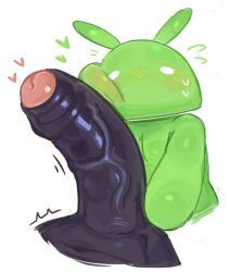 bugdroid cock_on_face dick dick_on_face foreskin green_body heart huge_cock male_only non-human penis penis_on_face robot smaller_male tenacio veiny_penis