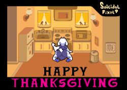 accurate_art_style animated apron ass boss_monster boss_monster_(undertale) deltarune house kitchen suicidalpixel thanksgiving toriel toriel_(deltarune) undertale
