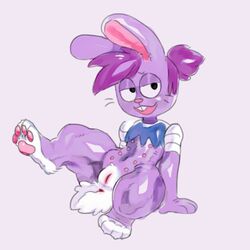 anthro anus bunny_enid enid female fur hair lagomorph mammal multi_nipple nipples ok_k.o.!_let's_be_heroes pawpads purple_fur purple_hair pussy rabbit smile solo unknown_artist white_fur