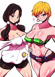 <3 2girls abs bimbo black_hair blonde blonde_hair blue_eyes blush breasts busty cleavage clothed couple curvaceous curvy dragon_ball dragon_ball_z duo erasa erect_nipples eyelashes female female_only hoop_earrings huge_areolae huge_breasts long_hair multiple_girls open_mouth puffy_nipples rickert_kai short_hair smile spread_legs teenager thick_thighs thigh_highs thong twintails videl voluptuous whale_tail wide_hips