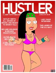 10s 1girls 2000s_and_2010s_style 2010s 2015 american_dad bikini fake_cover fake_magazine_cover female female_only hayley_smith hustler june june_(month) magazine_cover navel_piercing parody peace_symbol peace_symbol_necklace playtoon solo