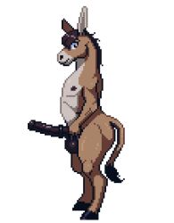 8bit_familiar alpha_channel animal_genitalia animal_penis anthro asinus balls black_balls black_nipples black_penis digital_media_(artwork) donkey equid equine equine_genitalia equine_penis fur genitals hand_on_penis hooves looking_at_viewer low_res male male_only mammal mane nipples penis pixel_(artwork) side_view solo standing