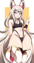 1girls abyss162 abysswatchers cat_ears catgirl core_crystal female female_only grey_hair long_hair nia nia_(xenoblade) small_breasts solo solo_female thick_thighs thighs twintails xenoblade_(series) xenoblade_chronicles_2 yellow_eyes