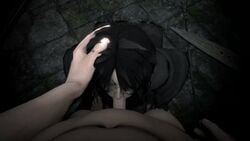 1boy 1girls 3d animated barefoot black_hair blowjob clothed_female_nude_male cum cum_in_mouth cyanyu demon's_souls erection feet fellatio female fromsoftware gif hand_on_head kneeling looking_at_viewer maiden_in_black male male_pov navel nude open_mouth oral penis pov short_hair sound source_filmmaker sucking toes video