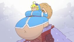 1girls animated belly big_breasts breasts chimney christmas christmas_outfit eightxl female huge_belly morbidly_obese sound sound_effects stuck stuck_in_chimney tagme video