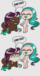 1boy 1girls ass comedy comic cum cum_on_face cumshot cute excessive_cum female femboy happy happy_sex levi_(oh_gosh_levi) long_hair lots_of_cum male marina_(splatoon) oh_gosh_levi splatoon text thick